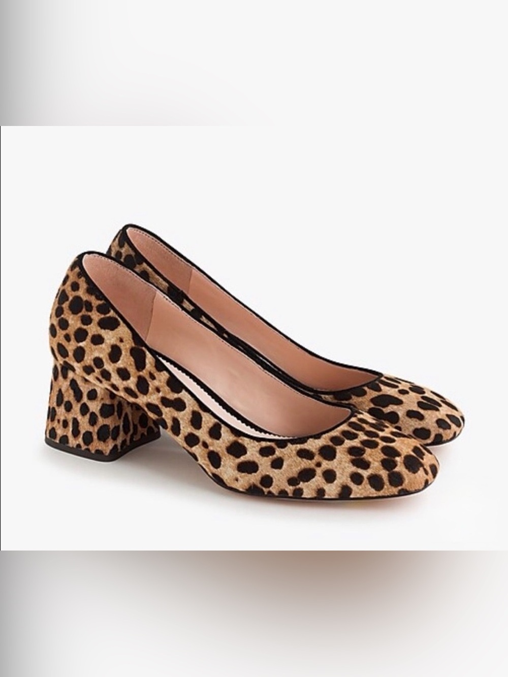 NEW J. Crew Calf Hair Mahogany Leopard Print Pumps block heel size 8.5 J8246